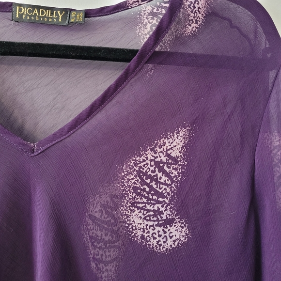 Purple Sheer Women's Tunic Top Blouse Sz XL - Picture 4 of 9